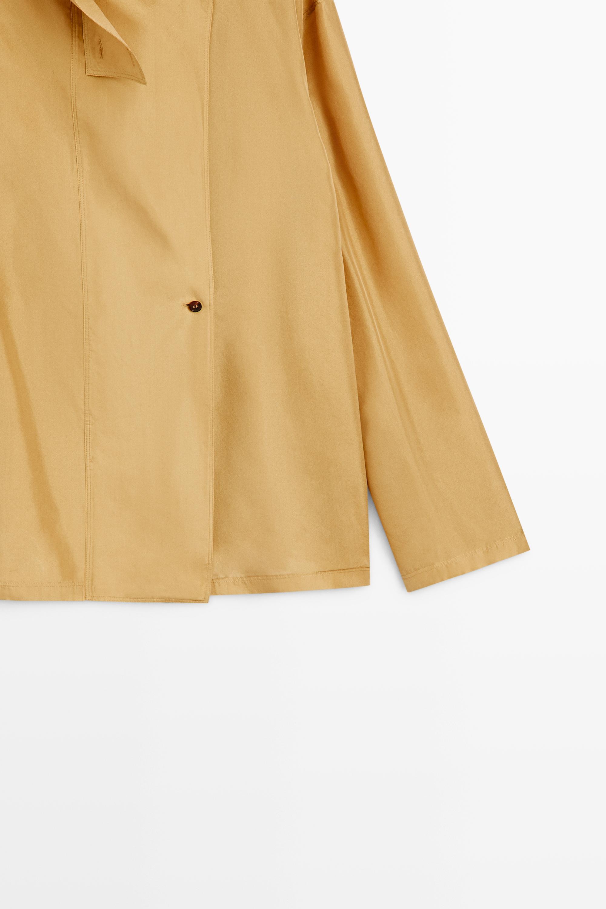 100% silk crossover mock neck shirt